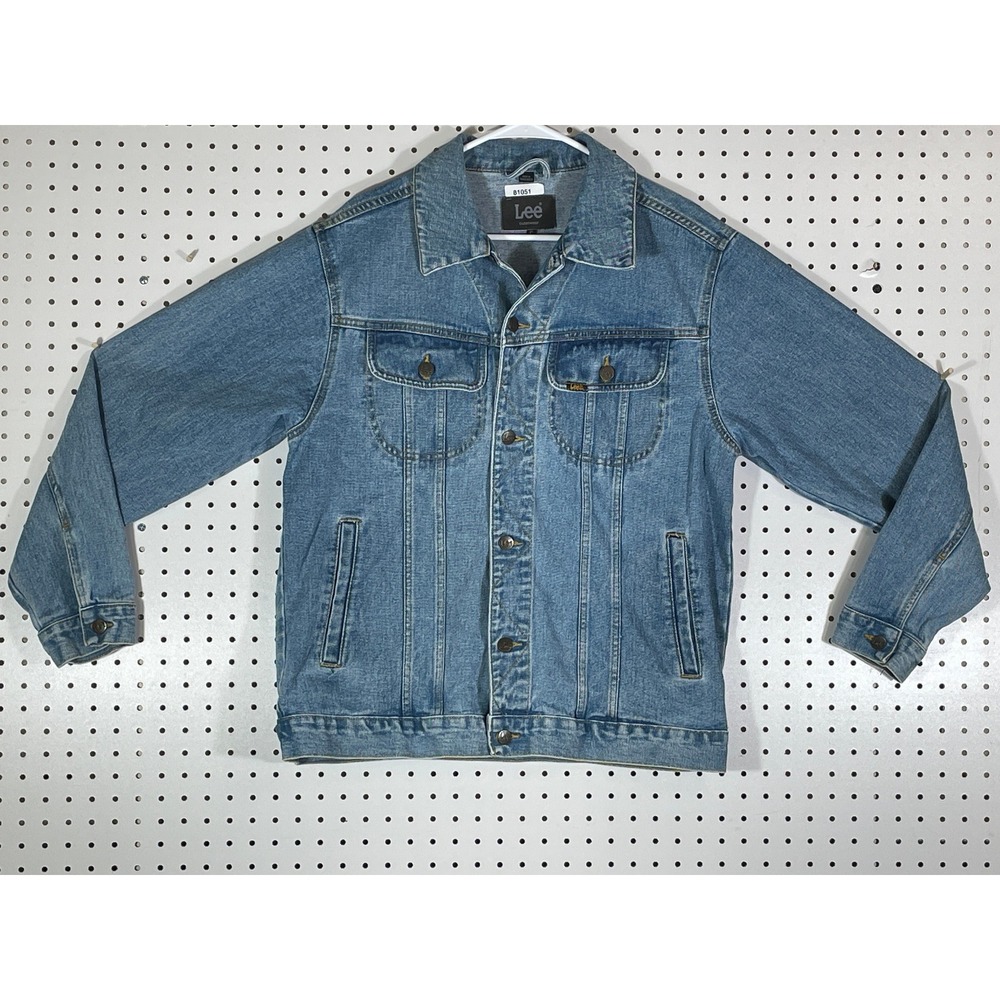 Lee Mens Blue Denim Trucker Jacket Bucking Bronco Graphic Western LM45128 Small